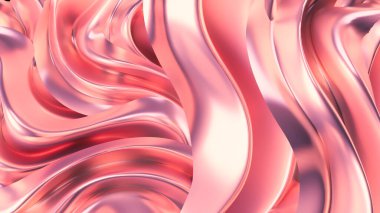Saten kumaşlı lüks pembe arka plan. 3d görüntüleme, 3d illüstrasyon.