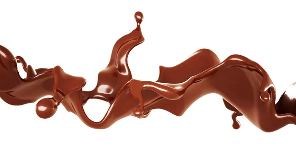 一片巧克力的碎片 3D渲染 3D说明 — 图库照片