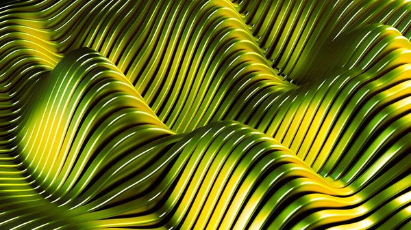Зелений Металевий Фон Хвилями Лініями Візуалізація Ілюстрація — стокове фото