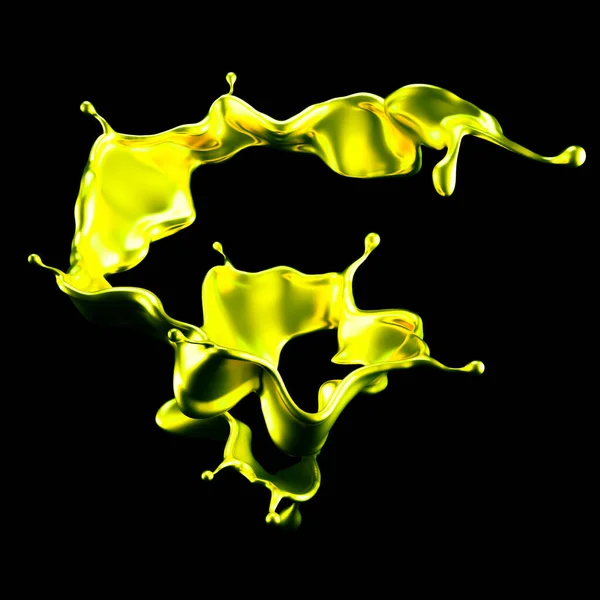 Роскошный Золотой Всплеск Жидкости Рендеринг Иллюстрация — стоковое фото