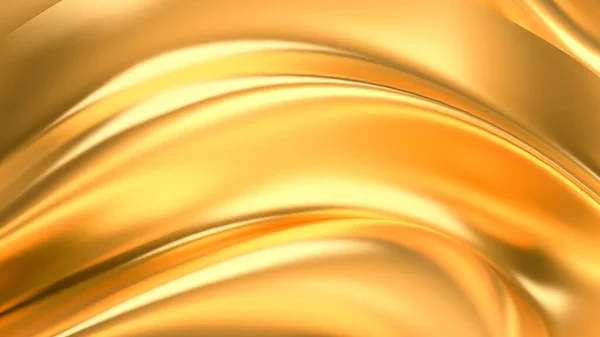Luxuoso Fundo Dourado Com Cortinas Cetim Renderização Ilustração — Fotografia de Stock