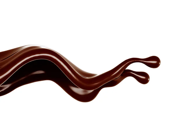 チョコレートのスプラッシュ 3Dレンダリング 3Dイラスト — ストック写真