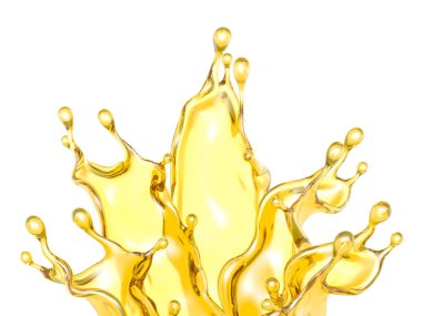 Beyaz arka planda bir damla yağ. 3d görüntüleme, 3d illüstrasyon.