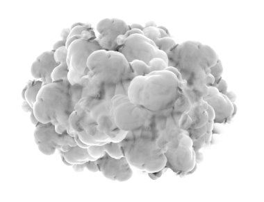 Beyaz arka planda gri duman. 3d görüntüleme, 3d illüstrasyon.