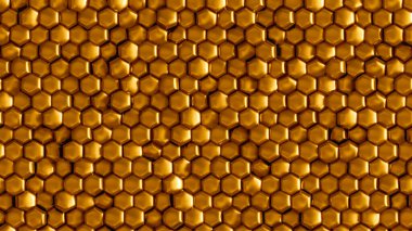 Altılı altın geometrik arkaplan. 3d görüntüleme, 3d illüstrasyon.