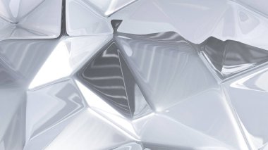 Üçgenli beyaz kristal arka plan. 3d görüntüleme, 3d illüstrasyon.