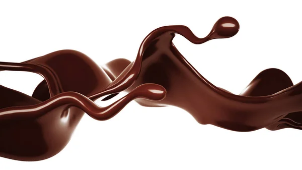チョコレートスプラッシュ 3Dレンダリング3Dイラスト — ストック写真