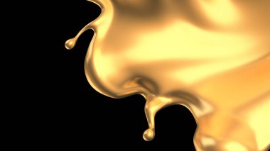 Şatafatlı altın bir sıvı sıçraması. 3d görüntüleme, 3d illüstrasyon.