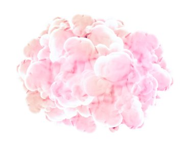 Beyaz arka planda pembe duman. 3d görüntüleme, 3d illüstrasyon.