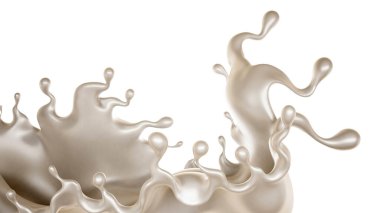 Kalın beyaz bir sıvı damlası. 3d görüntüleme, 3d illüstrasyon.