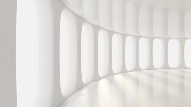 Fütürist beyaz iç döşeme. 3d görüntüleme, 3d illüstrasyon.