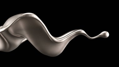 Lüks gümüş bir sıvı sıçraması. 3d görüntüleme, 3d illüstrasyon.