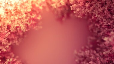 Yılın mevsimi yapraklı, güzel pembe bir arka plan. 3d görüntüleme, 3d illüstrasyon.