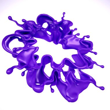 Bir tutam mor sıvı. 3d görüntüleme, 3d illüstrasyon.