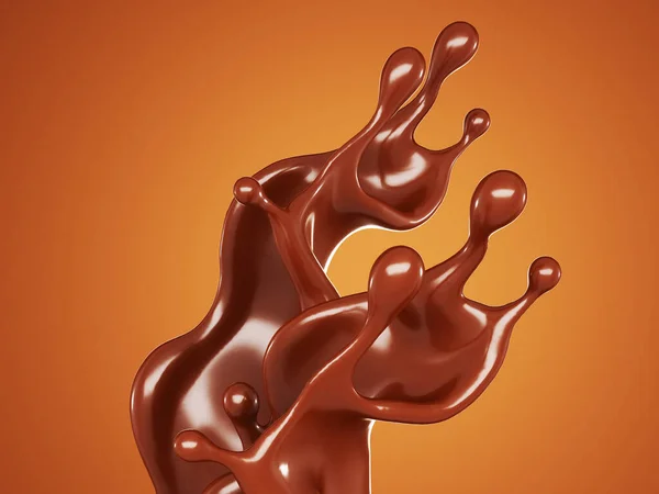 Una Spruzzata Cioccolato Uno Sfondo Marrone Rendering Illustrazione — Foto Stock