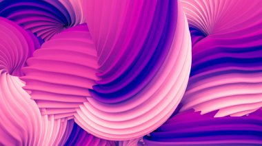 Soyut şekiller ve gökkuşağı renginde güzel, parlak, pozitif bir arka plan. 3d görüntüleme, 3d illüstrasyon.