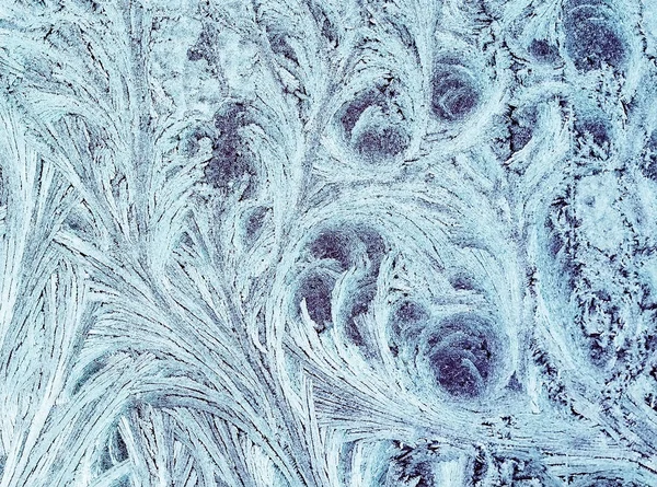 beautiful abstract background from frosty pattern on glass in the form of furry twigs and feathers