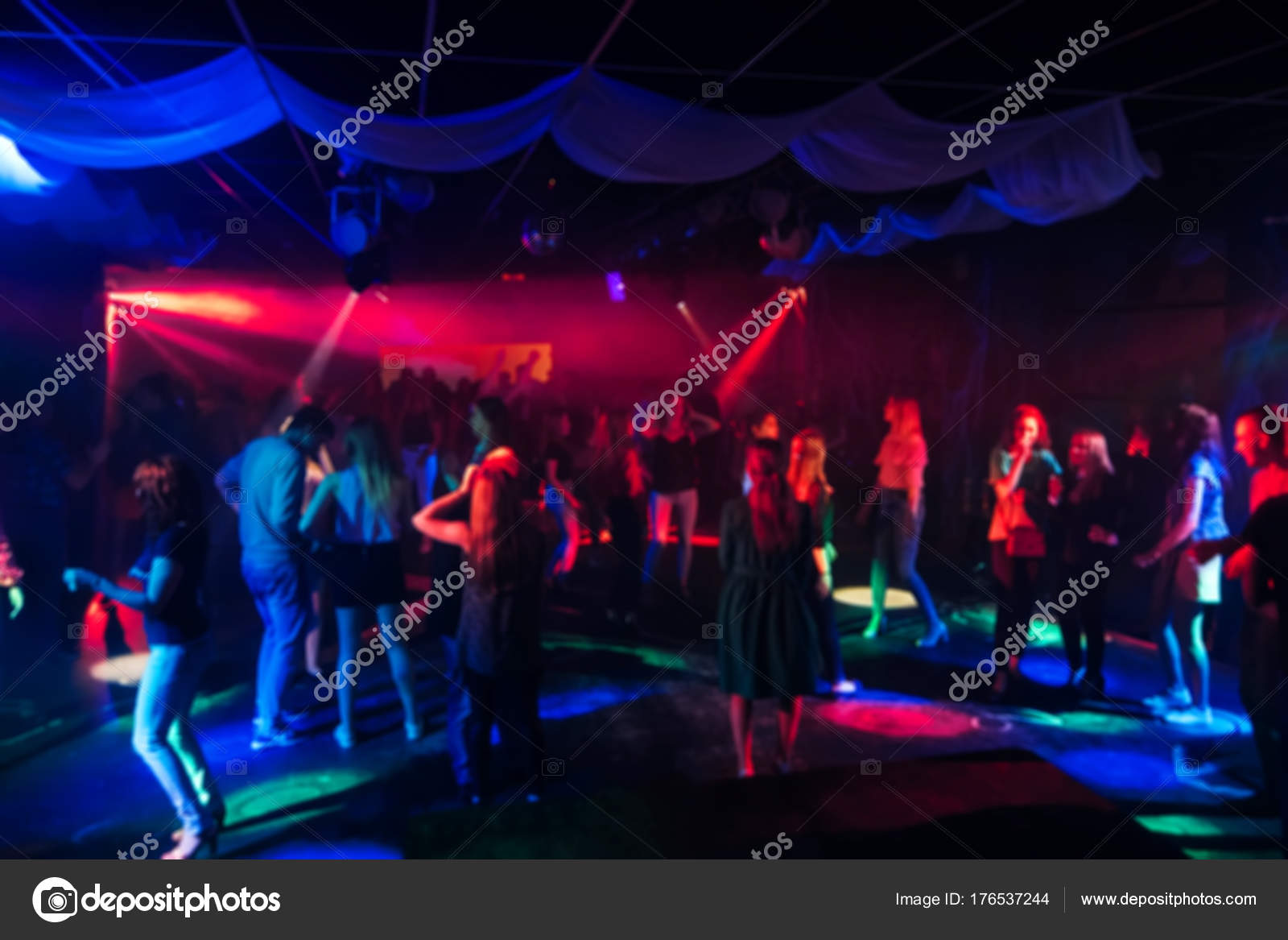 Stock Photo Blurred For Background Night Club People During Concert In Night Club Party Man And Woman Have