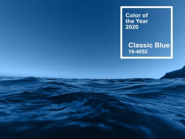Ana renk eğilimi 2020 klasik mavi pantolon. Mavi dalgalarla denizin yüzey suları