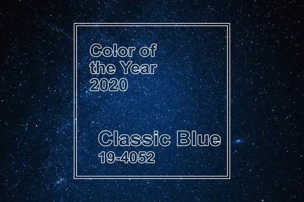 Klassisch blauer Pantone-Hauptfarbtrend des Jahres 2020. Hintergrund der Milchstraße mit Sternschnuppen — Stockfoto