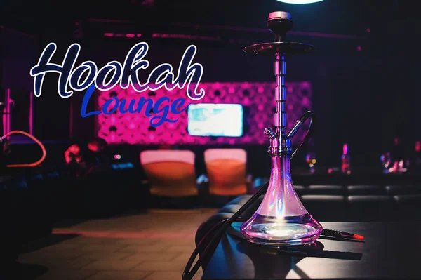 Beautiful glass hookah on the table in the restaurant — Stock Photo, Image