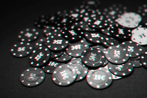 Jackpot of poker chips on the green table close-up — Stock Photo, Image