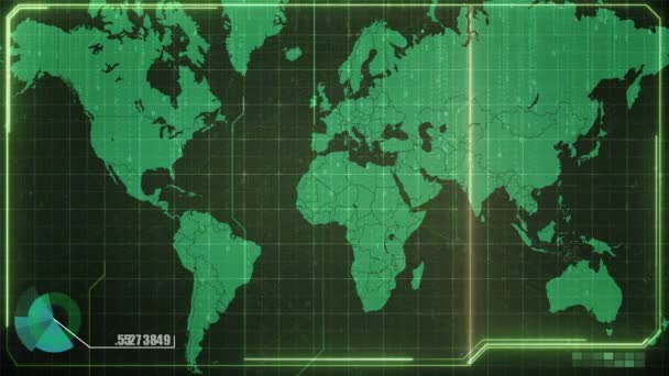 Animación del concepto de comercio en línea con fondo de mapa del mundo — Vídeo de stock