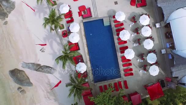 Вид на бассейн в гостиную — стоковое видео