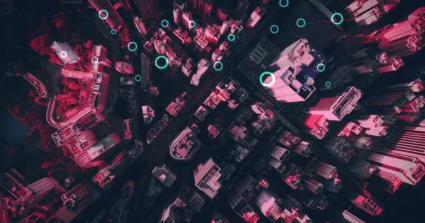 Vue aérienne de la ville avec des cercles .