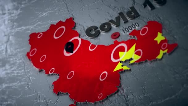 Mapa de Gran Bretaña y cuarentena de palabras sobre un fondo rojo. Concepto mundial de pandemia . — Vídeos de Stock