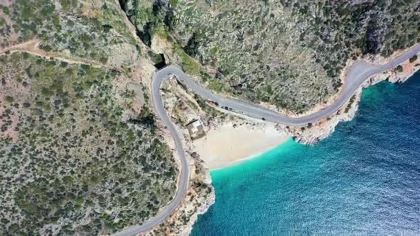 土耳其安塔利亚省卡普塔斯海滩路土耳其地中海海岸的空中景观. — 图库视频影像