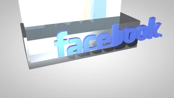 Redactionele animatie: 3D-intro kubus Facebook logo — Stockvideo