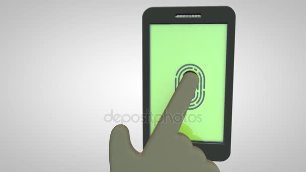 Escanear una huella digital con fines de seguridad en un teléfono inteligente — Vídeo de stock