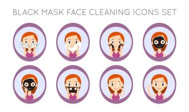 Vektör yüz temizliği ve bakımı eylemler kümesi