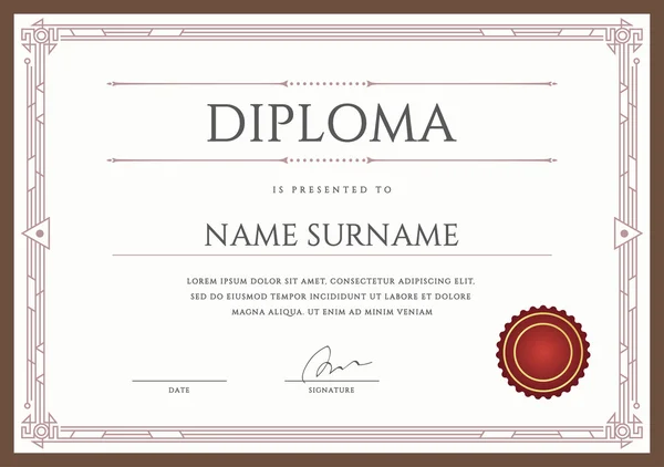 Diploma tasarım şablonu vektör — Stok Vektör