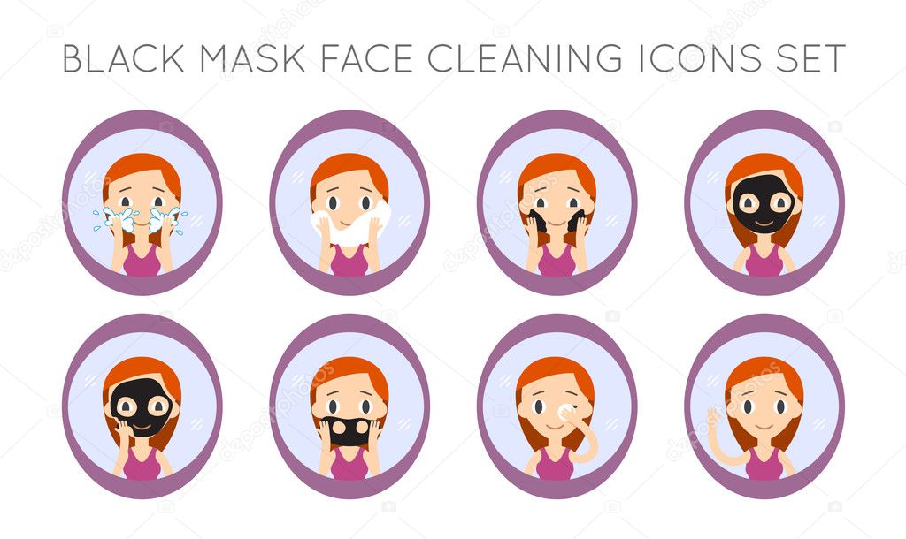 Vector Face Cleaning And Care Actions Set