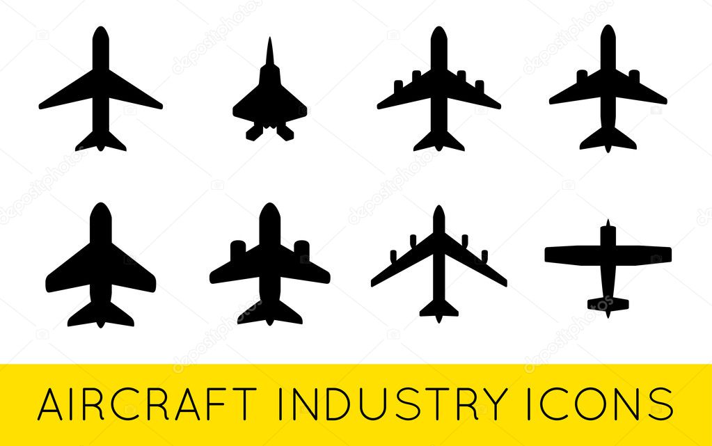 Aircraft or Airplane Icons Set 