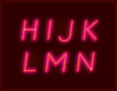 Neon yazı tipi türü alfabe. Parlayan 