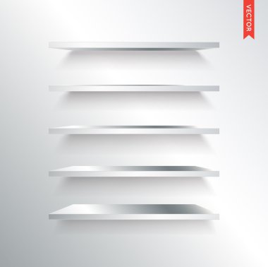 Seti ahşap raflar vektör