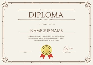 Diploma tasarım şablonu vektör