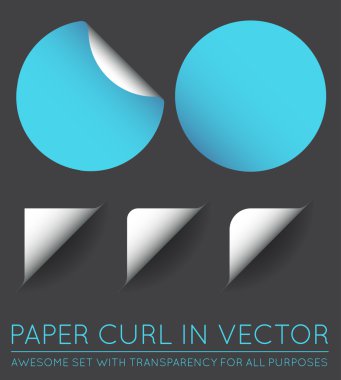 Vector Stickers with Paper Curl clipart