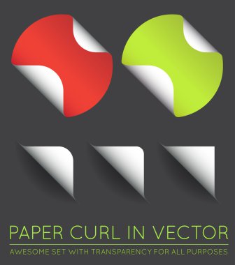 Kağıt Curl etiketlileri vektör kümesi