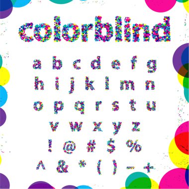 Set of Colorblind Style Font in Vector.  clipart