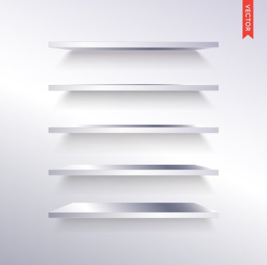 Seti ahşap raflar vektör