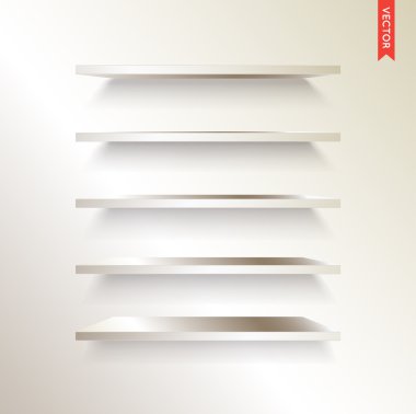 Seti ahşap raflar vektör