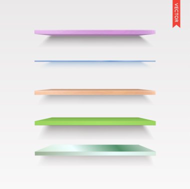 Seti ahşap raflar vektör