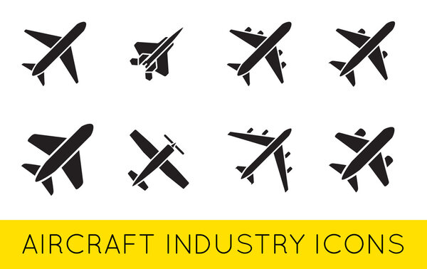 Aircraft or Airplane Icons Set 