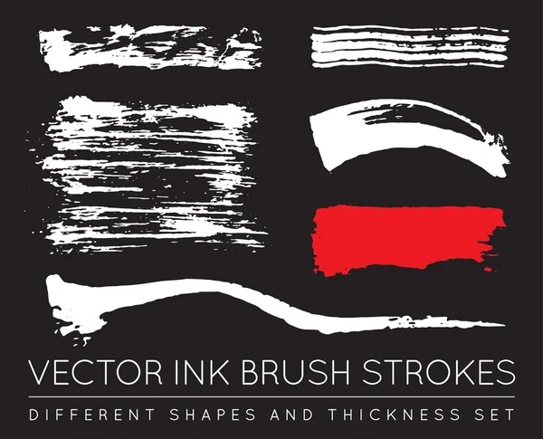 Set of Vector Pen Ink Brush Strokes — Stock Vector