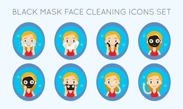 Vektör yüz temizliği ve bakımı eylemler kümesi