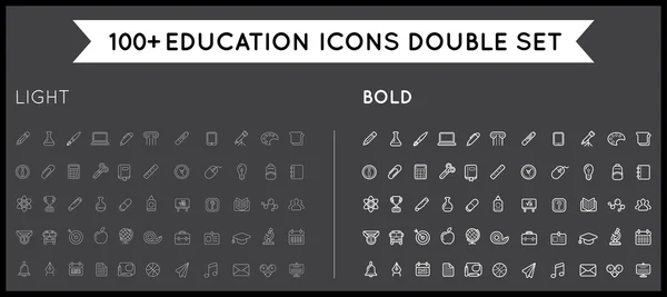 Set of Thin and Bold Vector Education Icons — Stock Vector